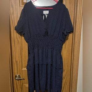 Woman’s Plus Size 2x Bloomchic Navy and White Polka Dot Dress NWT